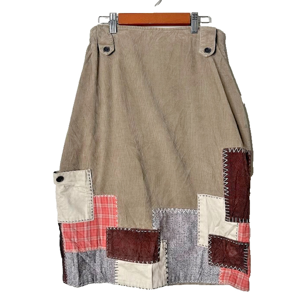 Christopher & Banks Vintage 90s Corduroy Midi Skirt 8 Boho Patchwork Fall Hippie